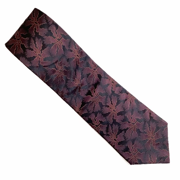 Vintage Other - KOLTE Dark Academia Black/Burgundy Italian Silk Tie